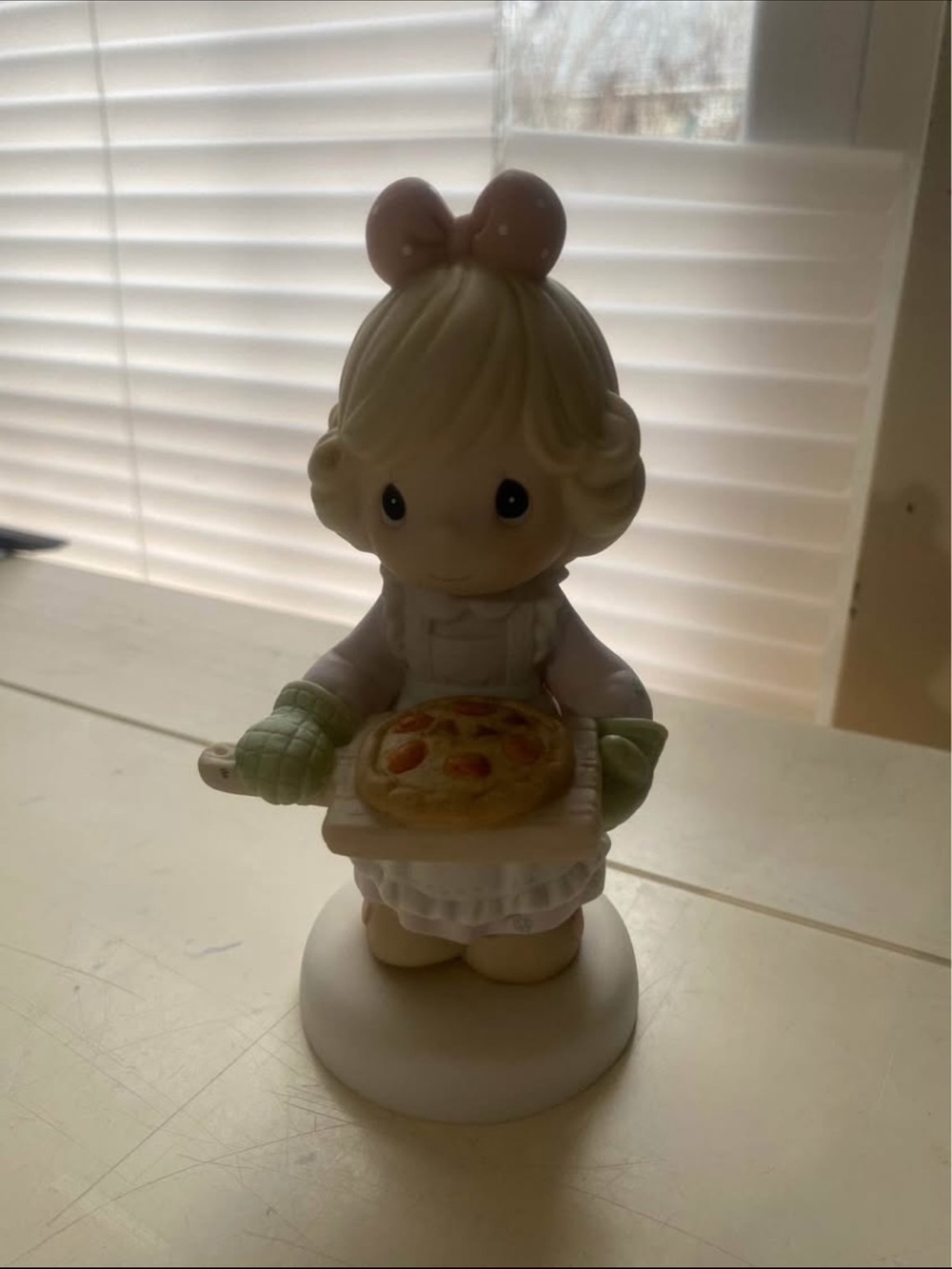 Precious Moments Girl Figurine in Pastel Pink, Cream & Green